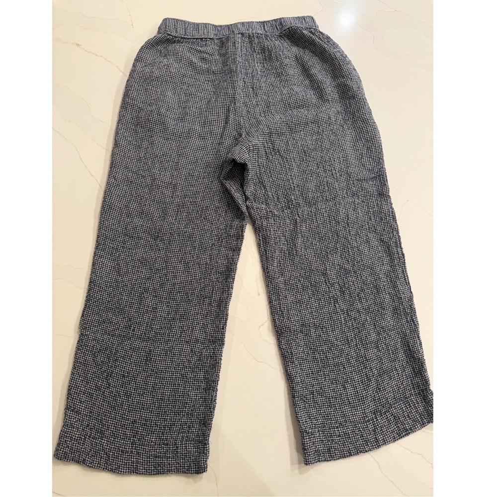 C&C California Women's Cropped Wide Leg Pants Navy White Gingham Size M